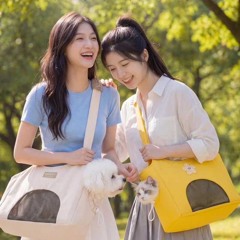 Pet Carrier Bag,Canvas Breathable Portable Cat & Puppy Travel Tote Bag For Teddy Small Dog Lovers,Women Outdoor Shopping Handbag