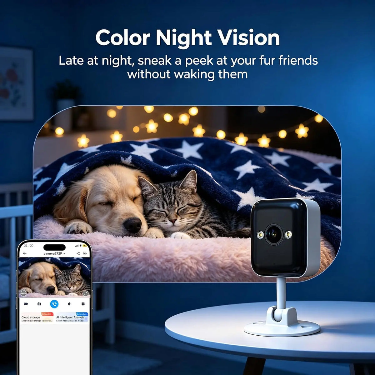 JOOAN 3MP Indoor Security WiFi IP Camera Moiton Detection Night Vision Smart Baby Monitor 24/7 Video Surveillance Camera