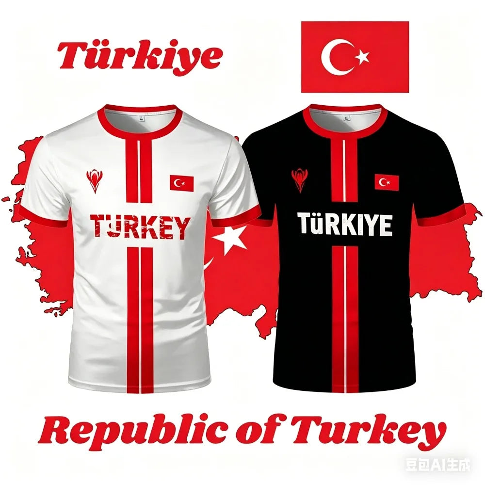 Türkiye 3D print sport Quickdry Breatha men women T-shirt outdoor football jersey fanTeam training apparel parent-child clothing