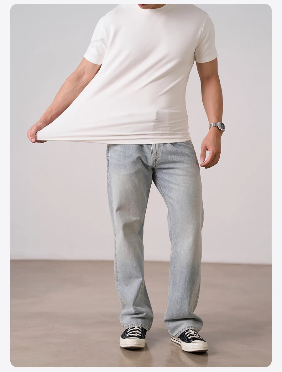 SIMWOOD 2026 Autumn Winter New Warm 260gsm Fabric T-Shirt Regular Fit Thermal Base Layer Comfortable Short Sleeve Tops