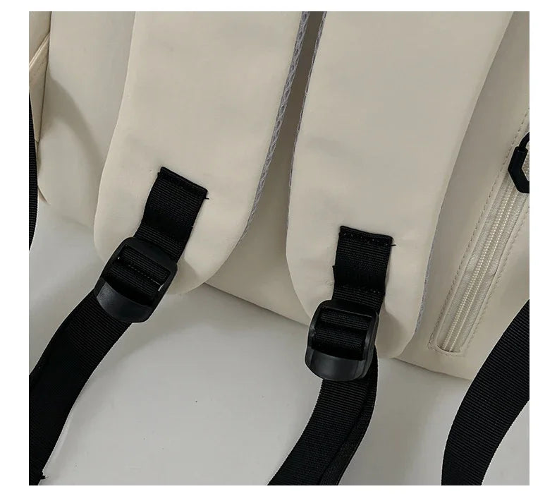 15.6 Inch Nylon Waterproof College Backpack Large Capacity Travel Unisex Laptop Backpacks Simple Design School Bag for Teenagers