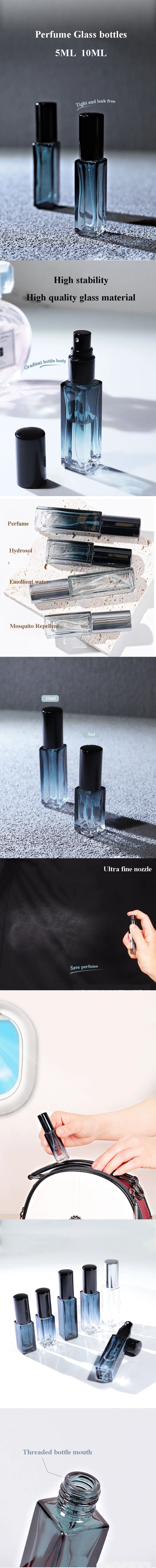3PCS 5ML 10ML Mini Perfume Spray Bottles Glass Refillable Bottle Portable Travel Oil Liquid Cosmetic Container Perfume Atomizer