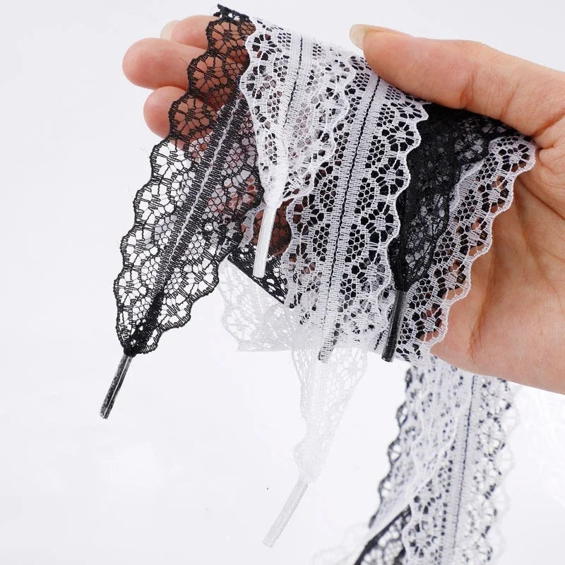 Lace Shoelaces for Women Casual Shoes 2.9CM Width Flat Shoelace for Sneakers Shoe Laces Accessorices Fancy Silk Shoelaces