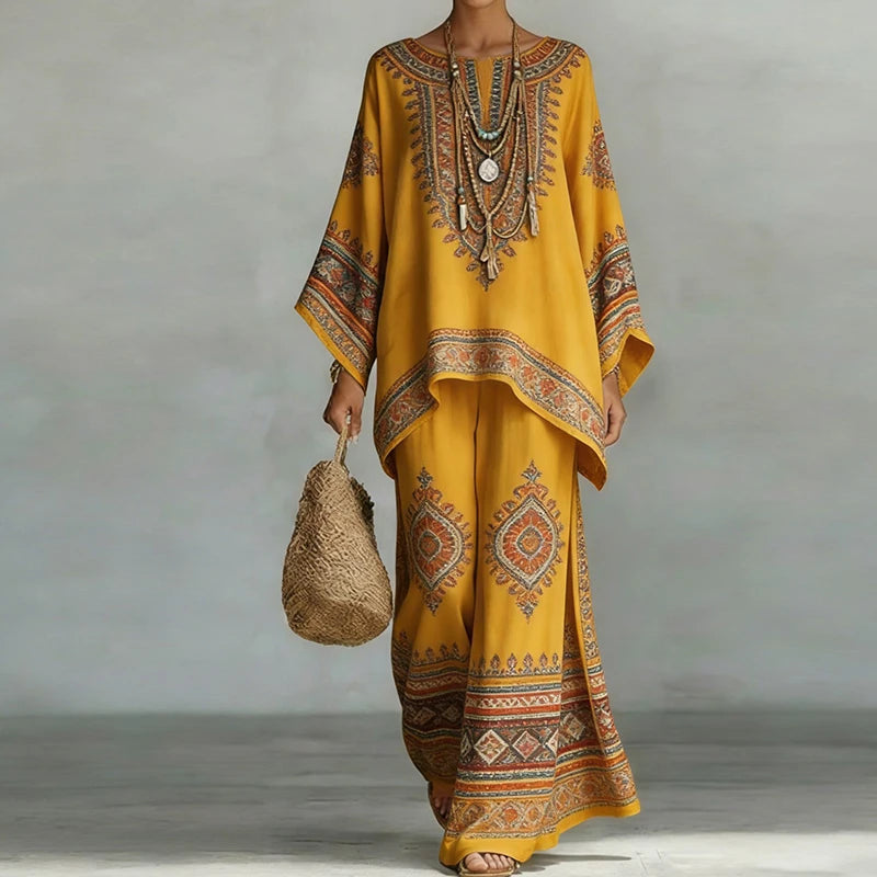Summer Women O-Neck Loungewear Outfit Print Wide Leg Pants Patchwork 2PCS Matching Set 2026 Casual Suits Streetwear Dropshipping