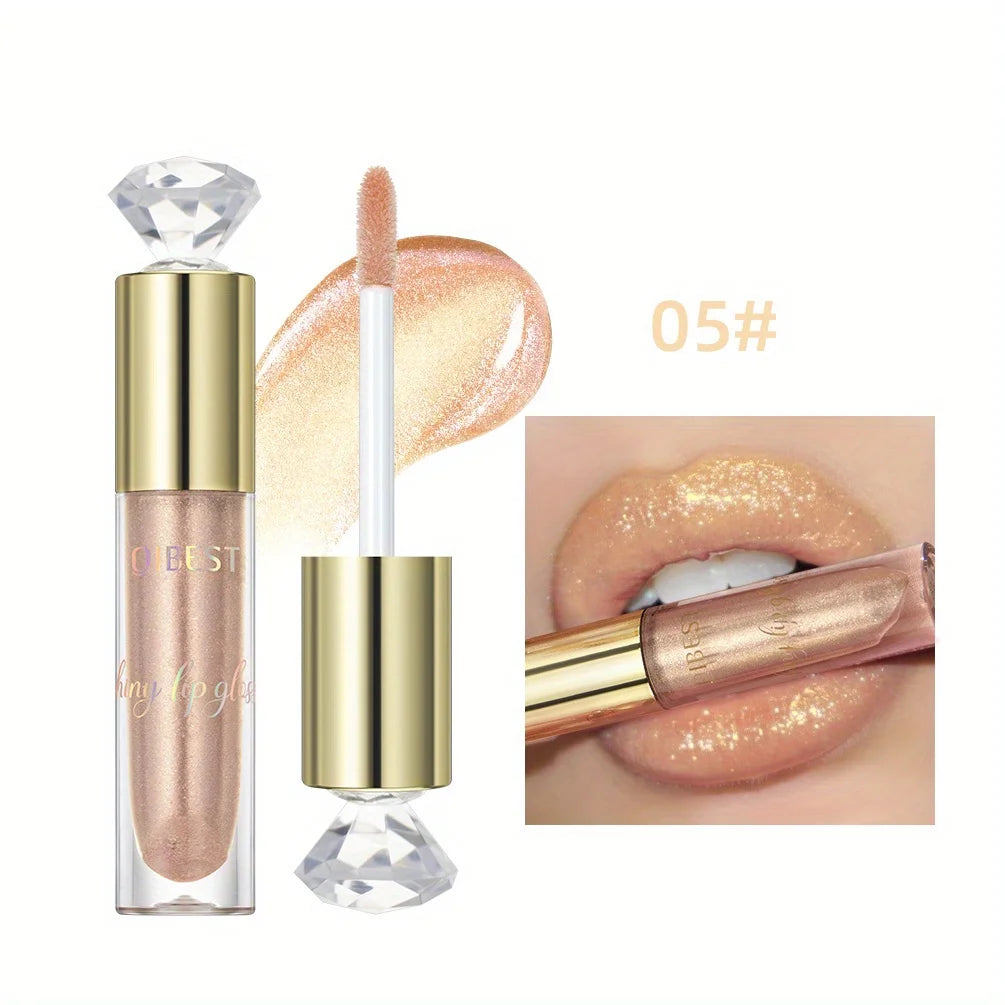 Shiny lip gloss, sparkling crystal, water-permeable and long-lasting color rendering, light and rich