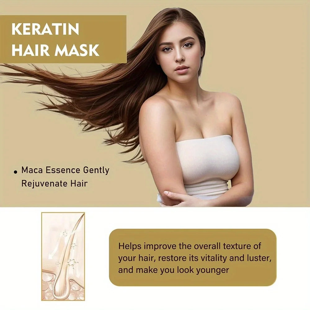 2 Pack GZE Collagen Keratin Hair Mask Deep Conditioning for Dry, Damaged Hair Restores Elasticity- for Healthy, Beautiful Hair