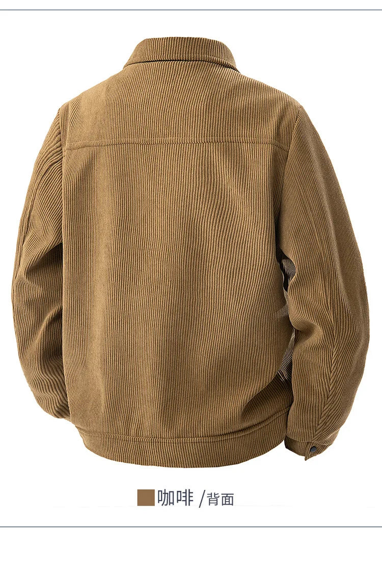 Spring and Autumn Men's Corduroy Lapel Jacket 2025 Men's New American Retro Brand Loose and Handsome Multi-pocket Cargo Jacket