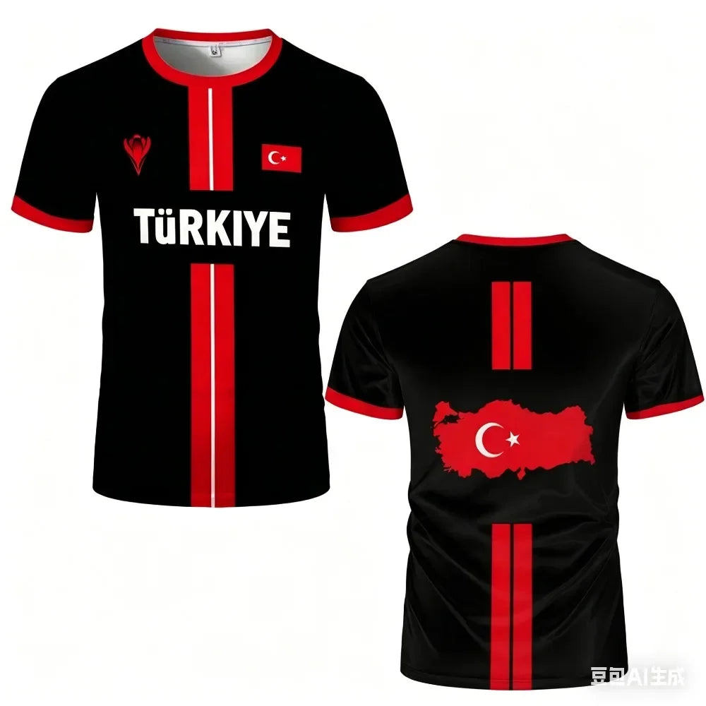 Türkiye 3D print sport Quickdry Breatha men women T-shirt outdoor football jersey fanTeam training apparel parent-child clothing