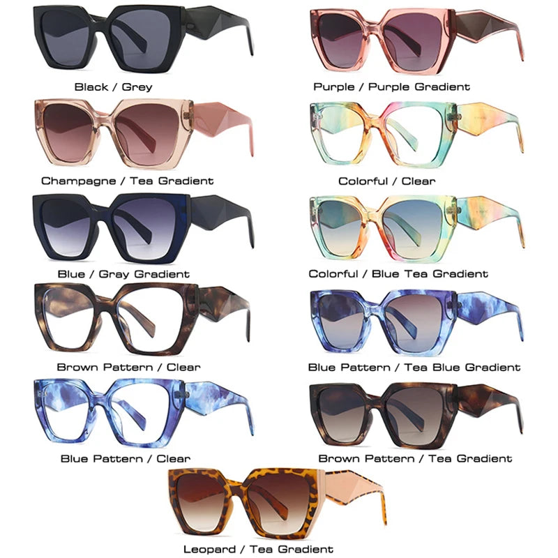 SHAUNA Retro Polygon Cat Eye Women Sunglasses Fashion Brand Designer Colorful Gradient Men Sun Glasses Shades UV400