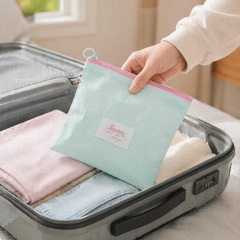 Minimalist Macaron Travel Zipper Wash Bag Set Multi-purpose Storage Bag For Makeup Cables Documents Small Change