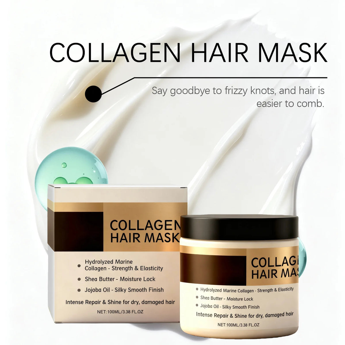 Collagen Hair Mask Gentle Moisturizing Oil Control Enhances Softness Strengthen Hair Roots Repair Damaged Revitalize Hair Care
