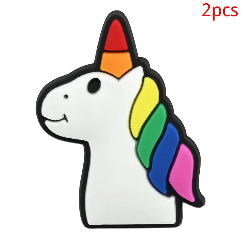 New rainbow shoe charm hole shoe accessories DIY shoe accessories PVC soft rubber shoe buckle jewelry spot wholesale