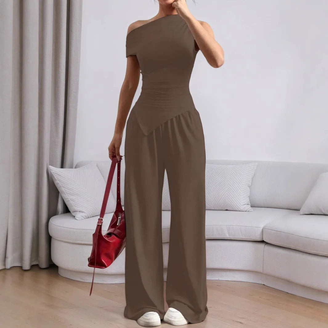 Summer Women Solid Sleeveless Vest Long Pants Fashion Set Sexy Casual Two Piece