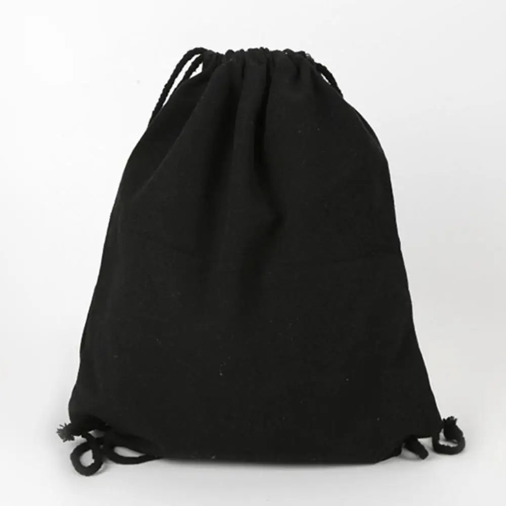 Cotton Canvas Drawstring Backpack Bag Gym Sackpack Sports String Sackpack Storage Gift Bag 2 Pack Black 34.5x40cm Casual