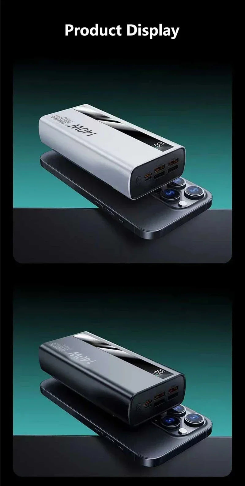 Lenovo CCC 500000mAh 140W Powerbank Super Fast Charging Portable Ultra Capacity Battery Charger LED Digital Display
