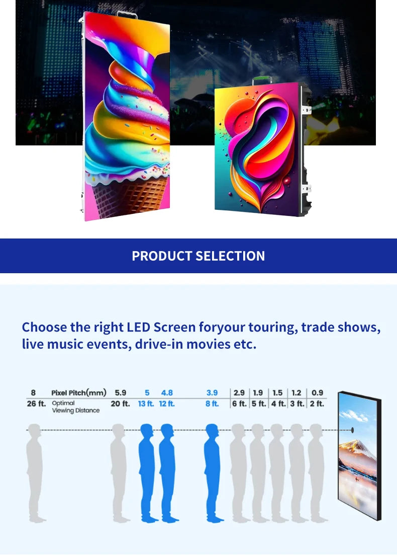 500x500mm Indoor Outdoor LED Screen Stage Background Led Video Wall P2.6 P2.9 P3.91 Seamless Splicing Rental LED Display Screen