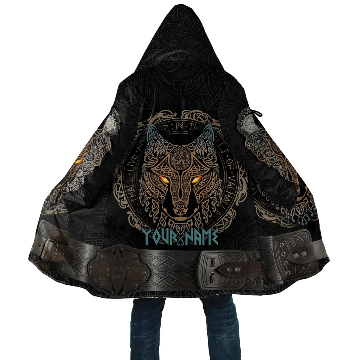 Winter Fashion Mens cloak Norse Odin Raven Tattoo 3D Printed Thick Fleece Hooded Coat Unisex Casual Warm Cape coat DP23
