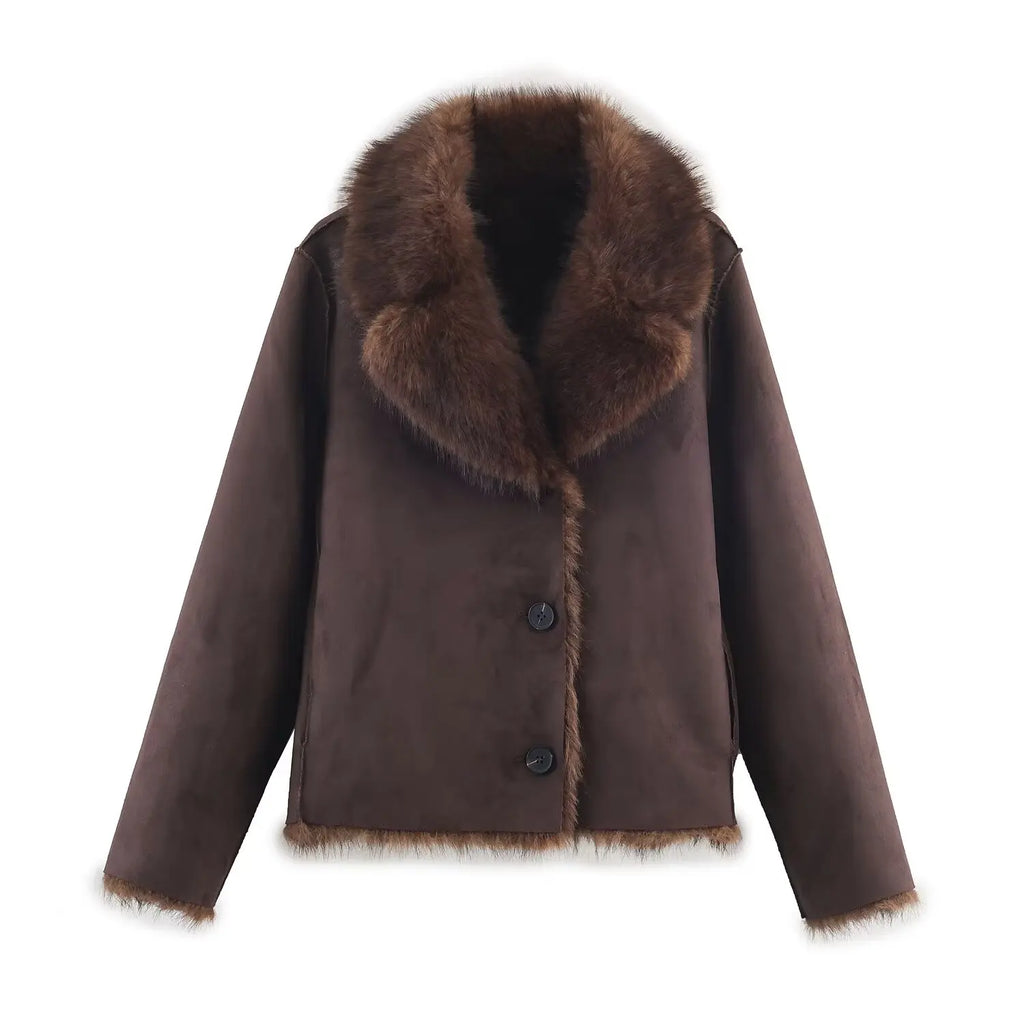 2026 Winter Women's Street Fashion Faux Fur Jackets For Women Long Sleeves Double-Sided Thick Warm New Casual Coats