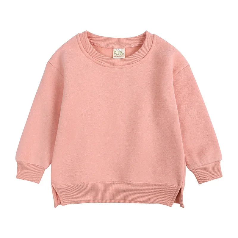2026 Winter Spring Hoodies Pullovers Kids Boys Girls Clothes Korean Baby Thicken Fleece Sweatshirt Children's Clothing 6M-7T