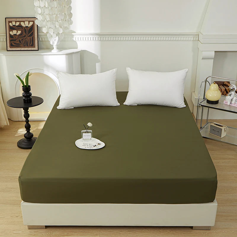 1 piece of solid color bed sheet for bedroom 100%Polyeste Elastic Band Around bedding Fitted Sheet Only (excluding pillowcases)