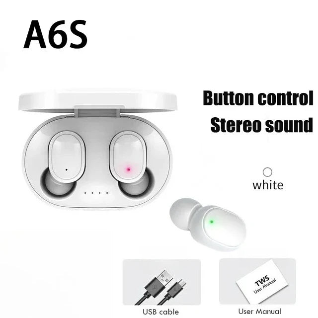 A6S TWS Wireless Bluetooth 5.1 Earbuds LED Digital Display Touch Control Earphone Mic Waterproof Sport Headset For Xiaomi Huawei