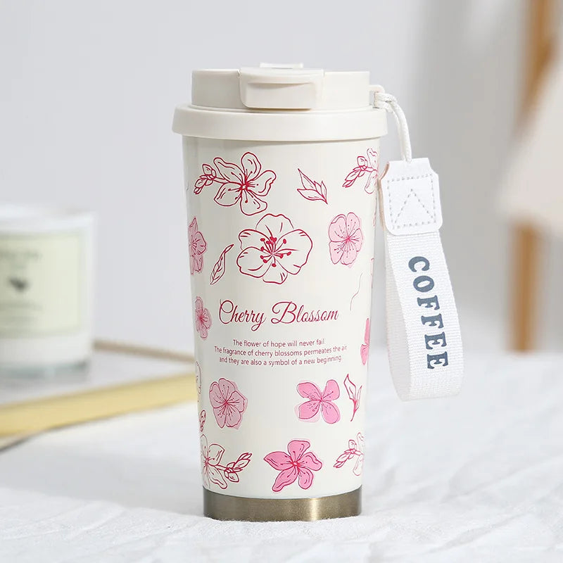 500ML Thermo Cafe Coffee Mug Car Thermos Mug LeakProof Travel Thermo Cup for Tea Coffee Stainless Steel Water Bottles for girls