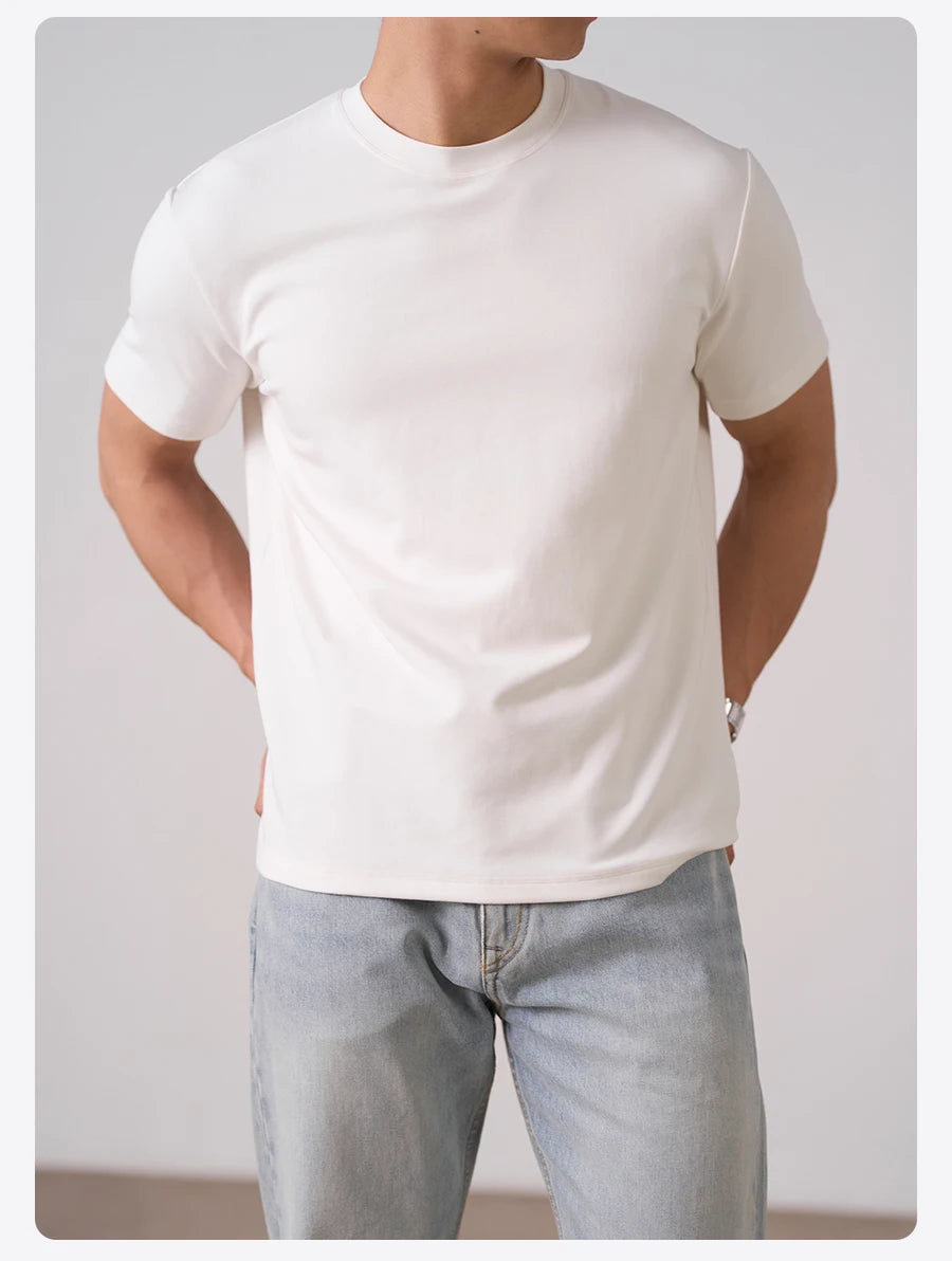 SIMWOOD 2026 Autumn Winter New Warm 260gsm Fabric T-Shirt Regular Fit Thermal Base Layer Comfortable Short Sleeve Tops