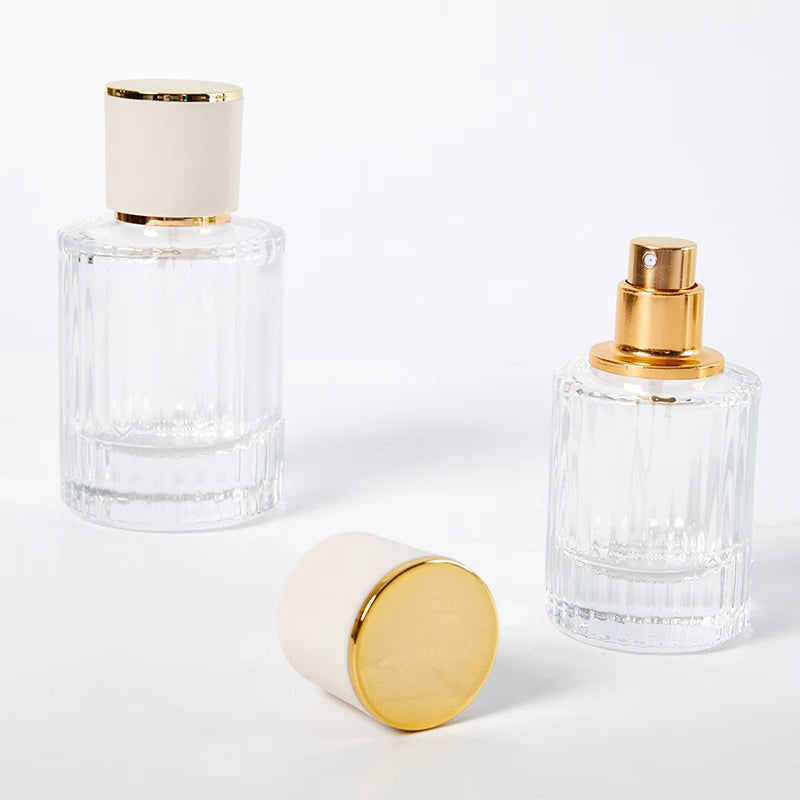 30ML 50ML Luxury Perfume Glass Spray Bottle Portable Clear Cosmetics Alcohol Atomizer High Capacity Empty Bottles Refillable