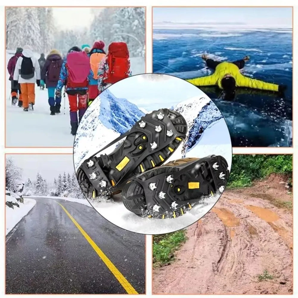 1 Pair New 5/8 Teeth Ice Gripper Spike Universal Anti-Slip Spike Grips Cleats Spike Snow Crampons Winter Outdoor