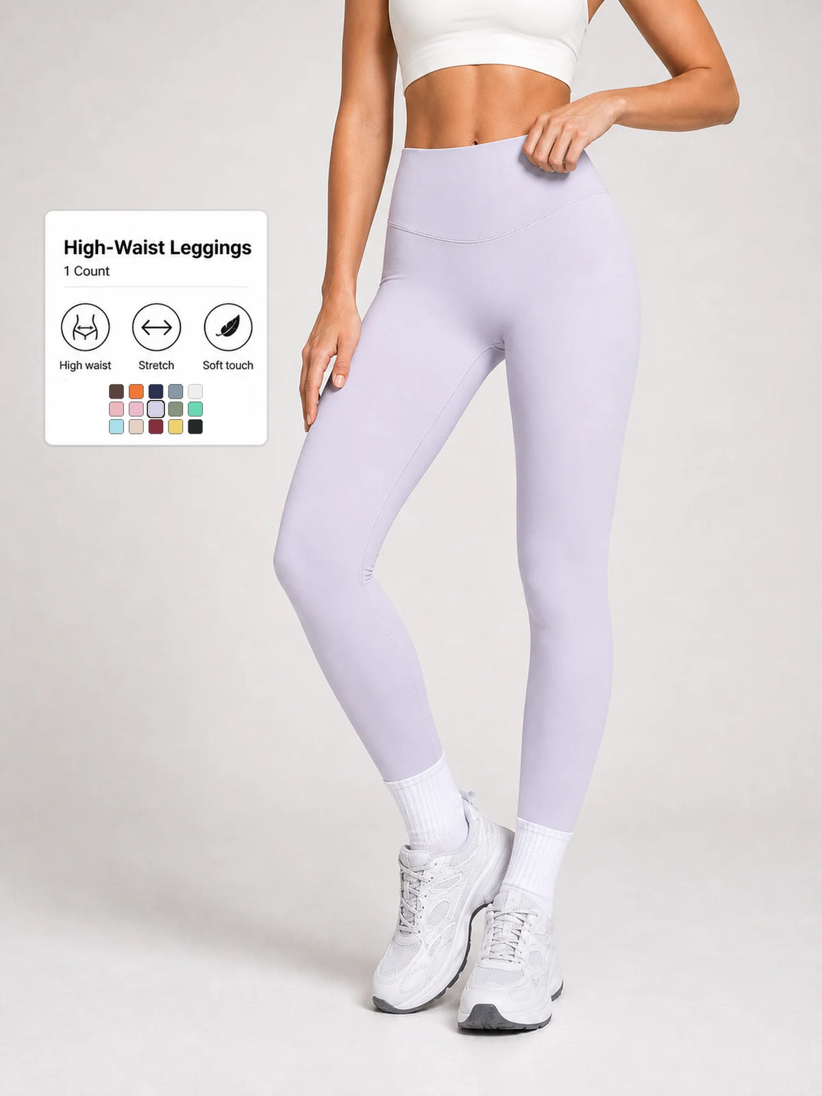 Women High Waist Yoga Pants Soft Stretch Leggings Tummy Control Fitness Gym Running Workout Sports Trousers