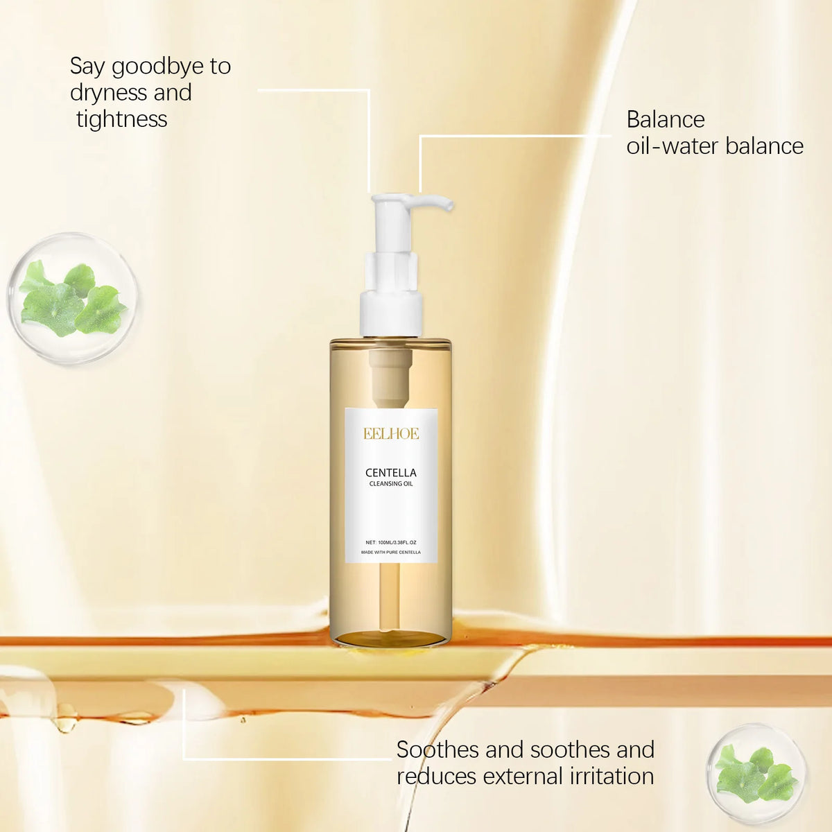 EELHOE Facial Cleansing Oil Centella Asiatica Skin Care for Sensitive Skin Barrier Repair Deep Skin Cleansing Makeup Remover Oil