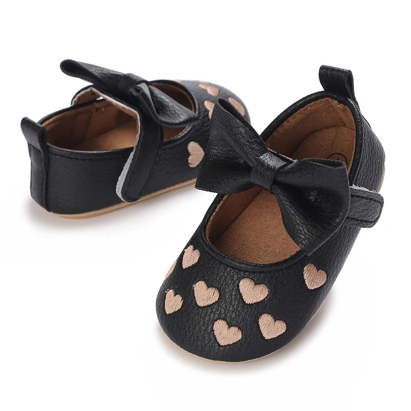 0-1Year Baby Shoes Infant Pre-Walker Shoes Girls Princess Bow Shoes Cute Breathable Flower Soft Sole Casual Sports Footwear