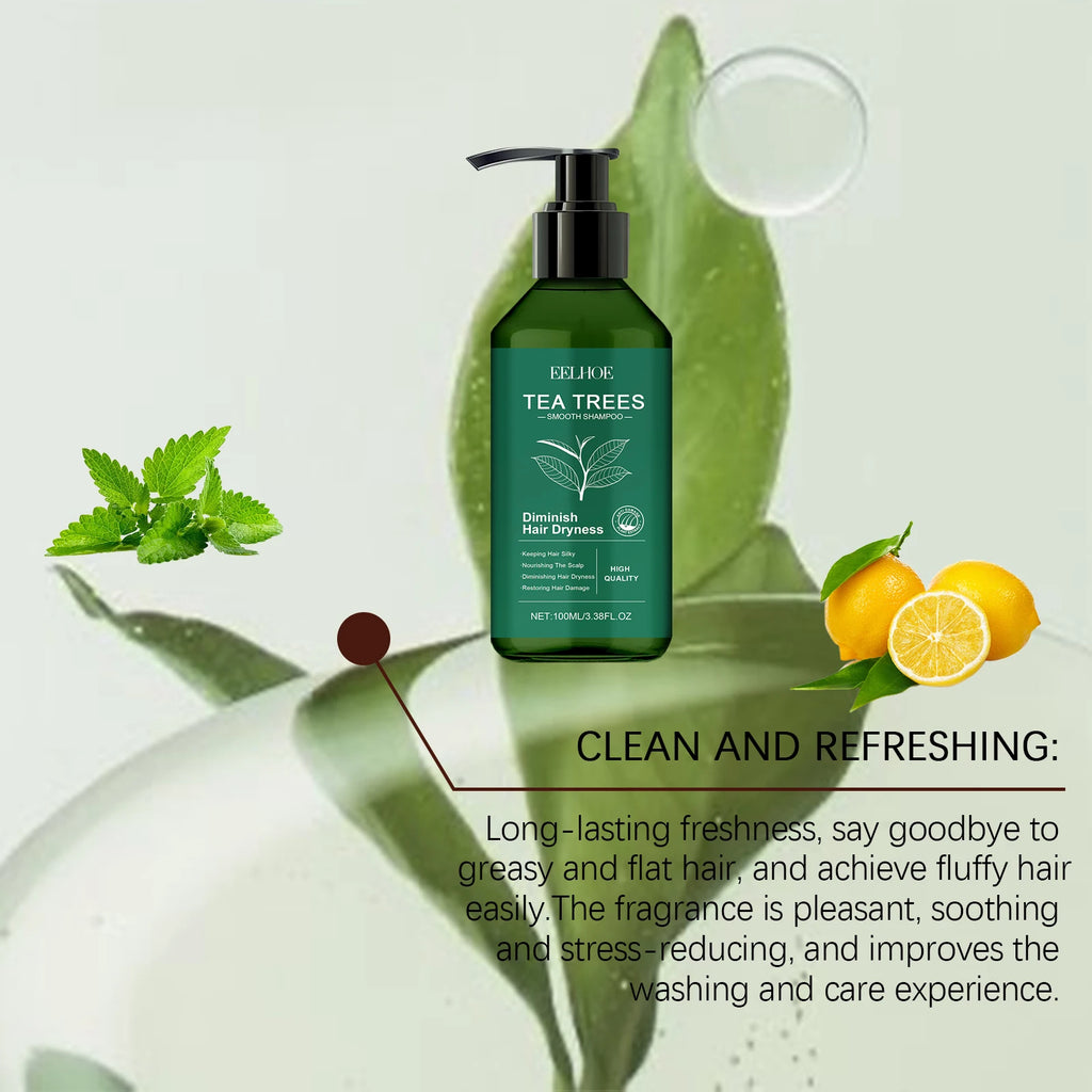 EELHOE Tea Tree Shampoo Repair Damaged Long Lasting Moisturizing Oil Control Dandruff Removal Gentle Cleansing Hair Care Shampoo