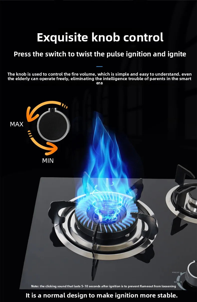 Built-in Cooktops Tempered Glass Top  3 Burner Gas Stove