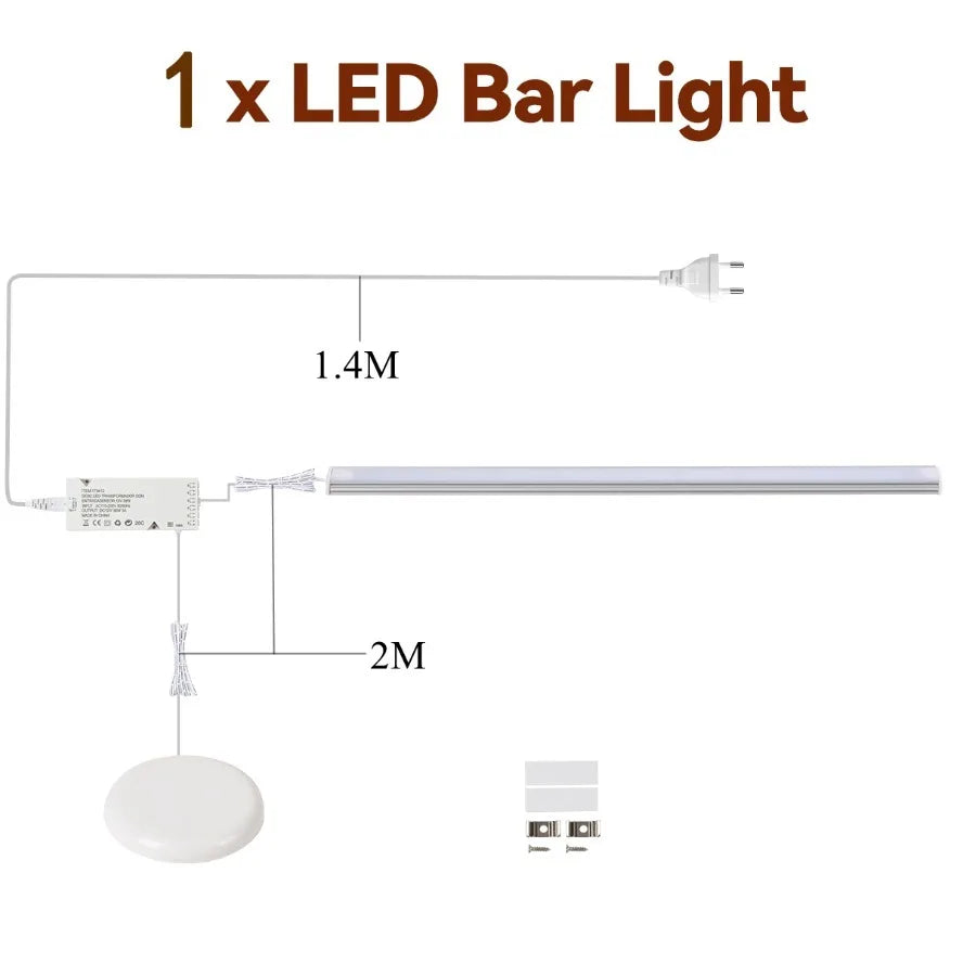 1~6Pcs Touch Sensor Switch Mirror Dimmable Sync Cabinet Light LED Strip Kitchen  Pantry Showcase Bedroom Closet Kitchen Lamp