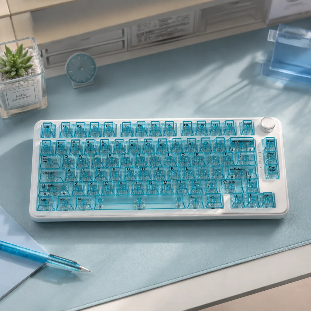 New Purple Transparent Clear Keycaps Crystal Ceramic Pc Keycap Rgb Shine Through Key Cap Mda Profile For Mx Switch Keyboard Gift