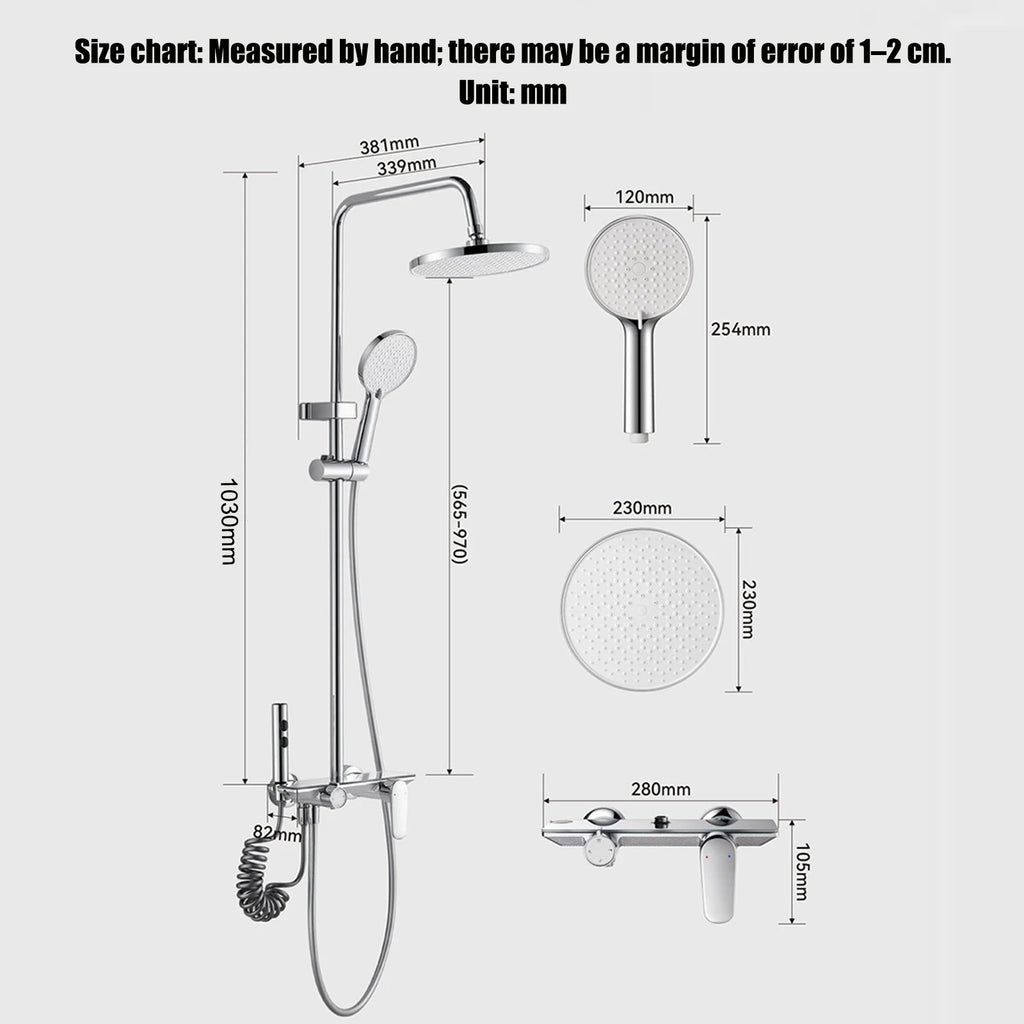 Household Silver Bathroom Shower Set MultiFunction Gray Rainfall Showers Hot and Cold Water Bathtub Shower Faucet Set Hotel
