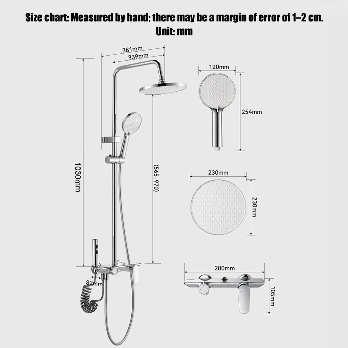Household Silver Bathroom Shower Set MultiFunction Gray Rainfall Showers Hot and Cold Water Bathtub Shower Faucet Set Hotel