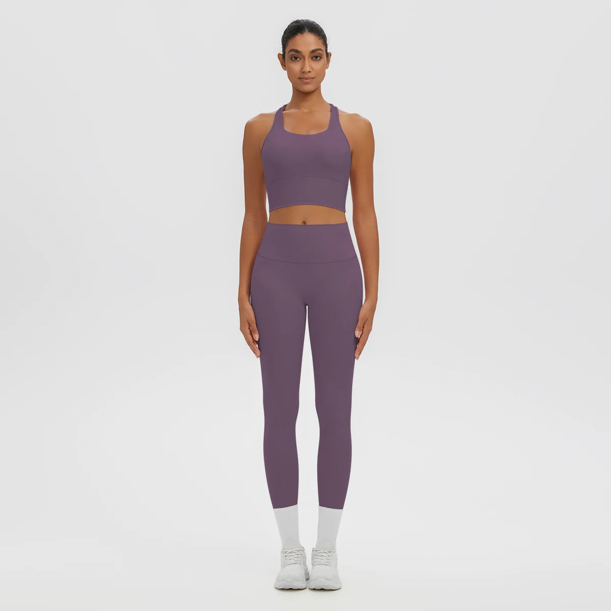 2PCS Women's Sports Pants Yoga Set Sexy Backless I-shaped Vest with Chest Pad Shock-absorbing Running Yoga Tank Top Yoga Pants
