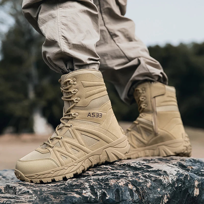 Men's High-Top Outdoor Boots Autumn Winter New Style Climbing Mountain Off-Road Tactical Boots Large Size Comfortable Shoes