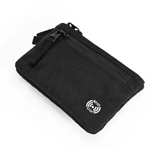 RFID Blocking Mini Travel Wallet Anti‑Scan Card Pouch with Keychain, Portable Coin Purse for Travel Daily Use Slim Light