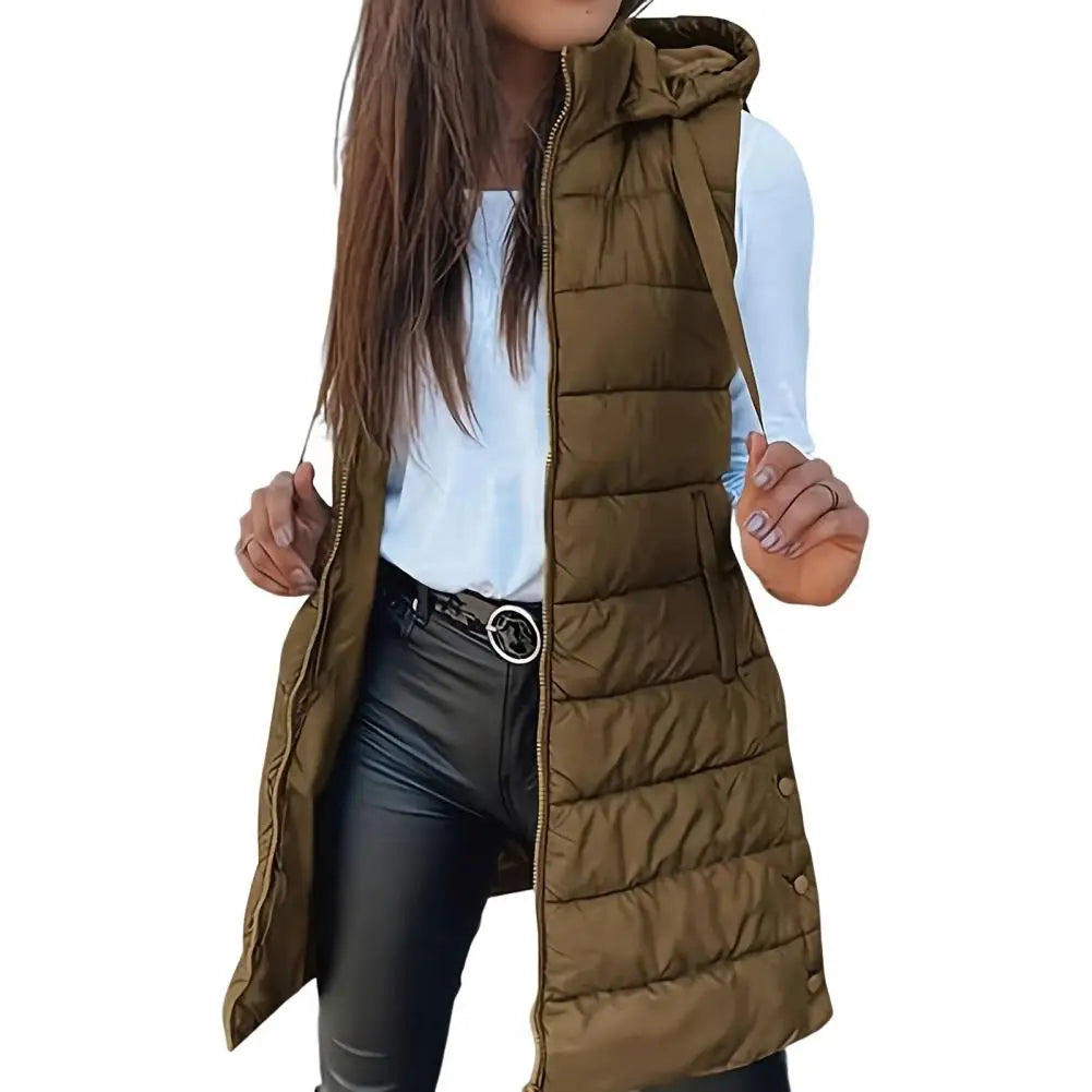 2025 Women  Down Vest Women's Puffer Vest Casual Zip Up Quilted Padded Vest Hooded Sleeveless Down Jacket Winter Warm Outerwear