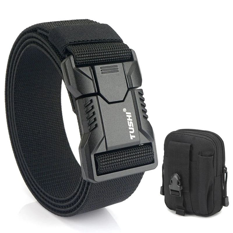 VATLTY New Tactical Outdoor Belt for Men and Women Aluminum Alloy Buckle Quick Release Elastic Belt Casual Belt Jeans Waistband