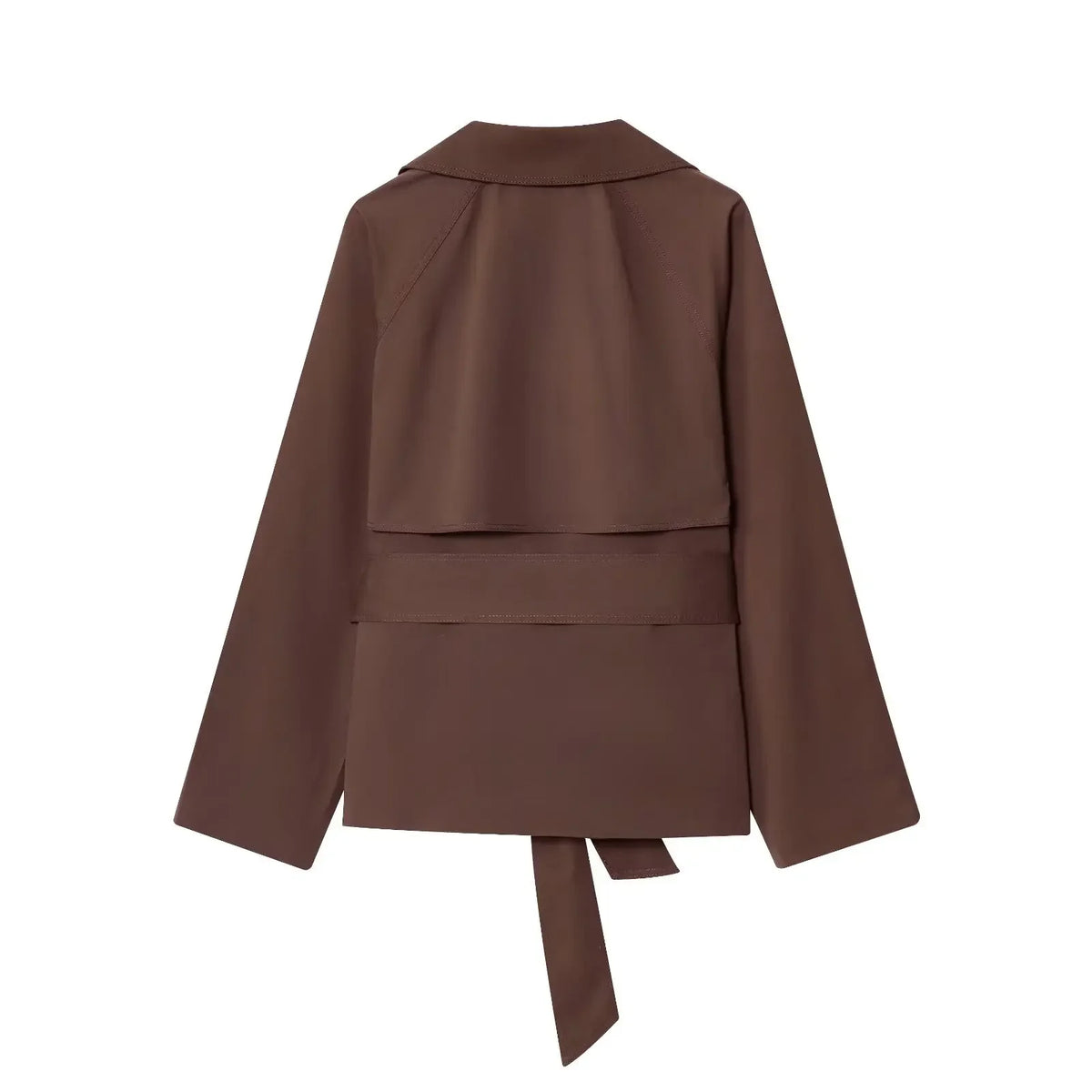 Women Lapel Lace Up Short Trench Coat Casual Full Sleeve Double Breasted Loose Cropped Windbreakers 2026 New Lady Commute Coats