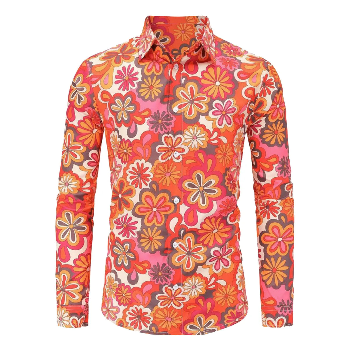 2024 New New Men's Vintage 80s Hip Hop Outfit Vintage Print Long Sleeve Shirt Halloween Carnival Disco Party Costume Top