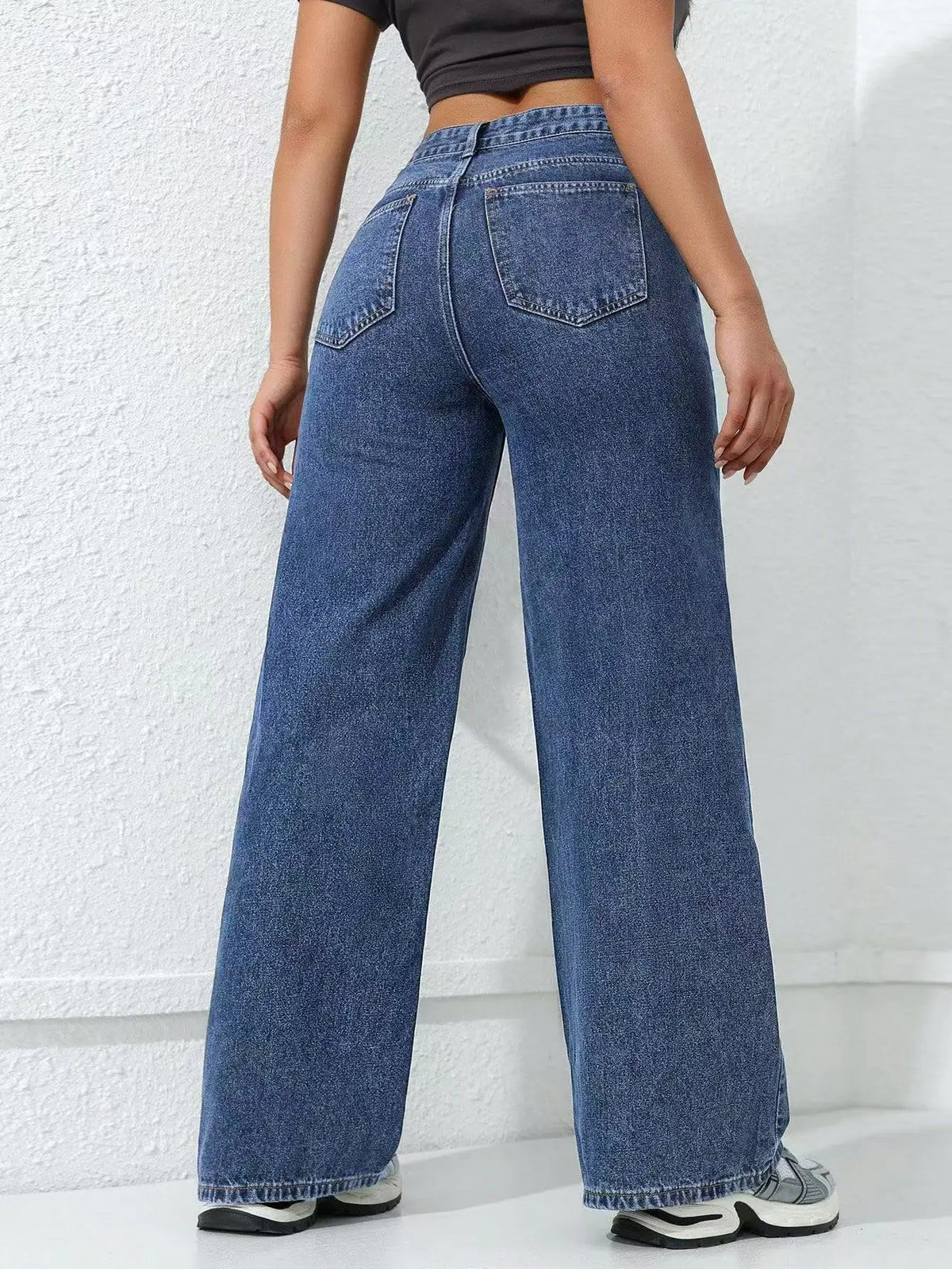 2026 New American Fashion Women's Loose Casual Wide Leg Straight Denim Jeans Baggy Streetwear Pants All Season Trousers