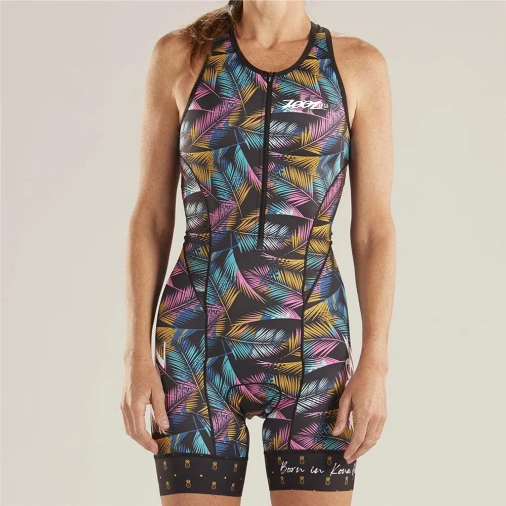 Zootekoi Women's Triathlon Short Sleeve Skinsuit Bike Mtb Clothing Body Swimming Suit Jumpsuit Maillot Roupa Running Clothes