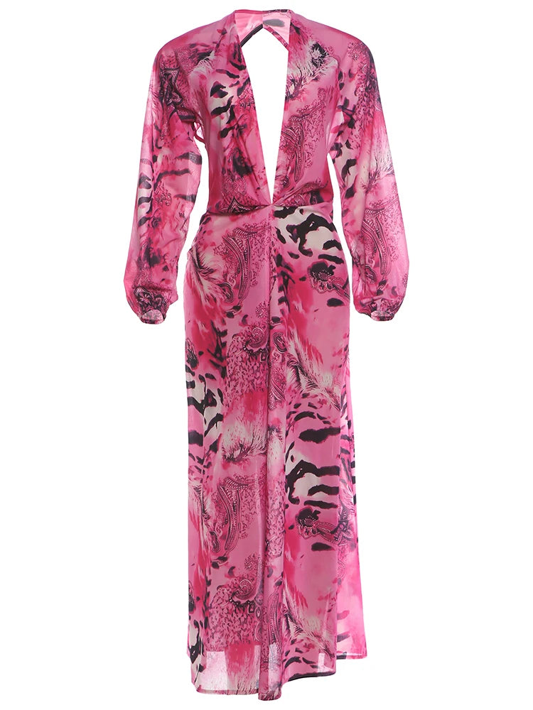 Sisterlinda Women's Tiger-Print Long Dress