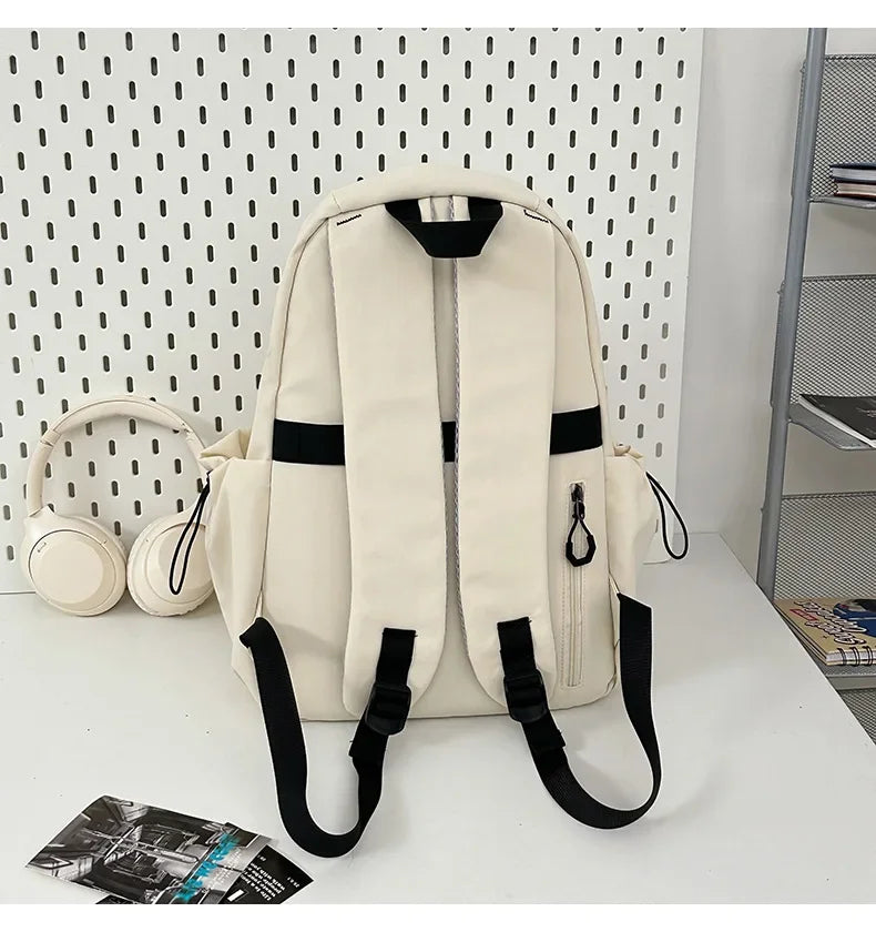 15.6 Inch Nylon Waterproof College Backpack Large Capacity Travel Unisex Laptop Backpacks Simple Design School Bag for Teenagers