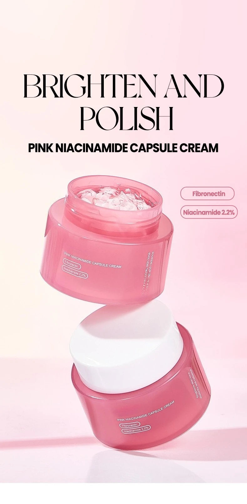 Korean Pink Collagen PDRN Capsule Cream with Niacinamide Cream for Uneven Skin Tone Lightweight Face Moisturizer Non Greasy Care